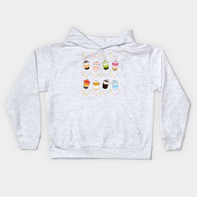 Cute Bubble Tea Kids Hoodie by LulululuPainting